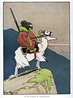 Frontier Prints: Pug Peter -- mouse riding a goat