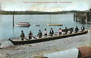 Canoes Prints: Puget Sound Indian Racing Canoe - Washington