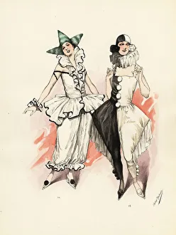 Masquerade Prints: Pulcinella fancy dress costumes