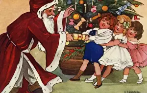 Pulling a cracker with Santa by Hilda Dix Sandford