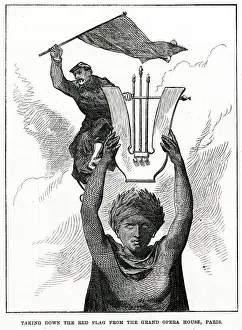 Commune Prints: Pulling down the Red Flag, Grand Opera House; Paris Commune