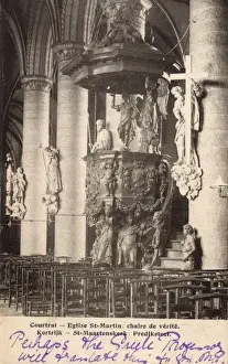 Piers Prints: Pulpit in the church of St Martin, Courtrai, Belgium