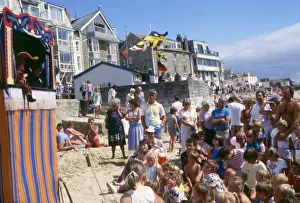 Punch and Judy show on the beach, Cornwall