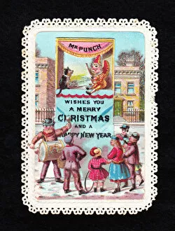 Drumming Collection: Punch and Judy show on a Christmas and New Year card