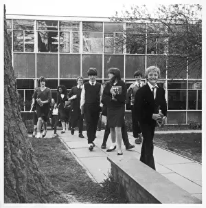 Coming Prints: Pupils coming out of Holmshill Middle School