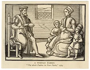 Surmounted Prints: PURITAN FAMILY 1563