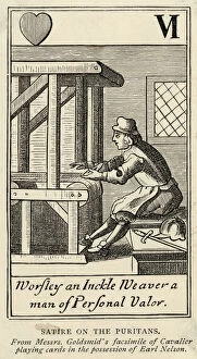Puritan Gallery: A Puritan weaving cloth