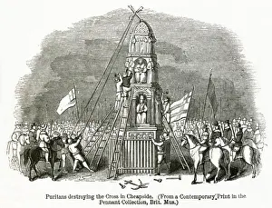 Crowded Prints: Puritans destroying the Eleanor cross in Cheapside