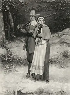 Puritans Prints: Puritans going to church