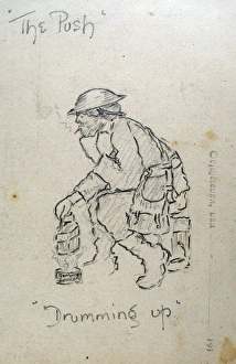 Drumming Collection: The Push Drumming Up - German Field Postcard