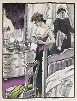 Corsets Prints: Putting on her Corset