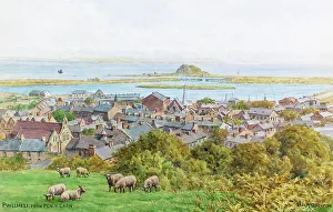 Pwllheli Prints: Pwllheli, North Wales, viewed from Pen Y Garn mountain