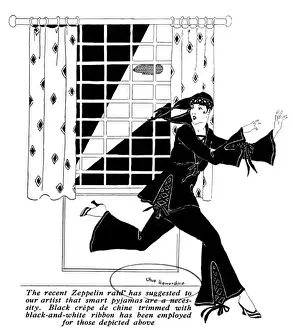 Nightwear Prints: Pyjamas suitable for Zeppelin raids, 1915