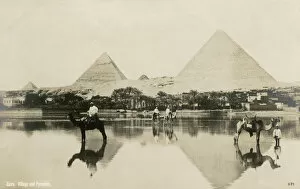 Pyramid complex of Giza from the Nile, Egypt