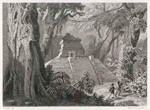 Pyramids Prints: Pyramid and temple, Tuxpan, Mexico