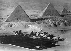 Pyramids Prints: The Pyramids of Giza, Egypt - Aerial Photograph
