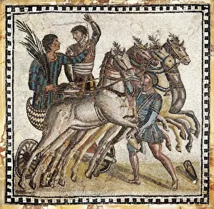 Quadriga Prints: Quadriga race. 3rd c. Roman art. Early Empire