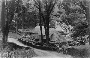 Old Fashioned Prints: Quaint Thatched Cottages in a Serene Landscape