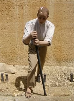 Images Dated 11th April 2007: Quarryman with trenching tool, Siggiewi, Malta