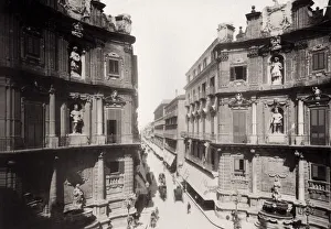 Palermo Prints: Quattro Canti, or Piazza Vigliena, Palermo, Italy