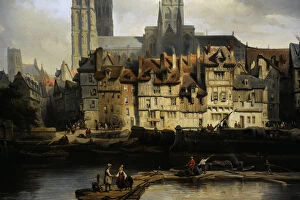 Images Dated 12th September 2013: The Quay de Paris in Rouen, 1839, by Johannes Bosboom (1817