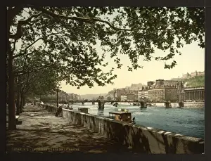 Saone Prints: The quay of the Saone, Lyons, France