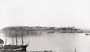 Quebec Prints: Quebec, city from Levis, ship in the foreground, Canada
