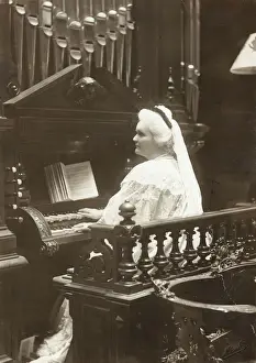 Romania Prints: Queen Elisabeth of Romania playing the organ