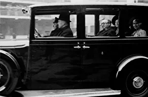 Chauffeur Prints: Queen Elizabeth in a car after reviewing firewomen, WW2