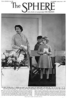 Queen Elizabeth II / Charles and Anne watching polo
