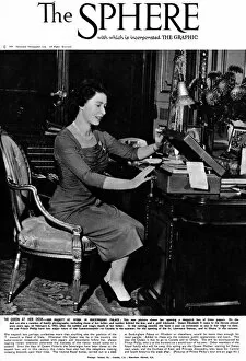 Images Dated 15th July 2011: Queen Elizabeth II at her desk, 1959