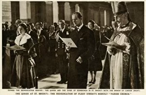 Pilgrim Collection: Queen Elizabeth II and the Duke of Edinburgh with the Bishop of London (right