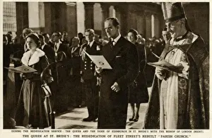 Brides Prints: Queen Elizabeth II and the Duke of Edinburgh with the Bishop of London (right