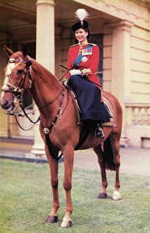 Guards Collection: Queen Elizabeth II in uniform of Grenadier Guards