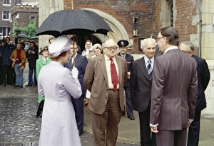 Images Dated 31st May 1977: Queen Elizabeth II visiting the London Fire Brigade