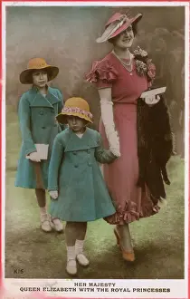 Queen Elizabeth with Princesses Elizabeth and Margaret