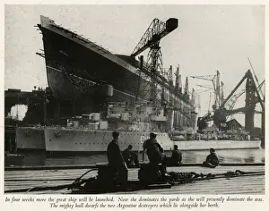 Queen Elizabeth in her ship yard