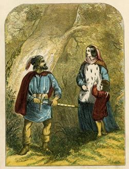 Anjou Gallery: Queen Margaret of Anjou with son and robber