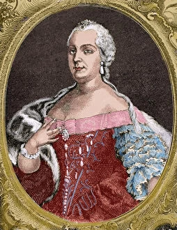 Queen Maria Theresa of Austria (1717-1780). Engraving, 1882