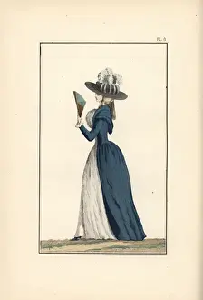 Redingote Prints: Queen Marie Antoinette in grey-white half-mourning dress