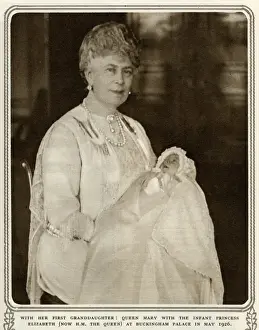 Grandchild Prints: Queen Mary with baby granddaughter Princess Elizabeth