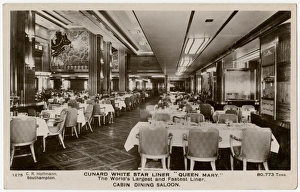 Steamship Gallery: Queen Mary Ocean Liner, dining saloon