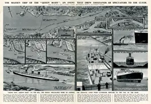 Greenock Prints: Queen Mary Ocean Liner, journey down the Clyde