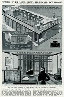 Safes Prints: Queen Mary ocean liner: Purified air; safe deposits