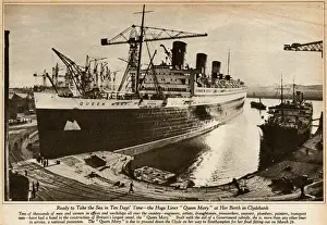 Oceanic Prints: Queen Mary Ocean Liner, ready for journey down the Clyde