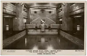 Steamship Prints: Queen Mary Ocean Liner, swimming pool