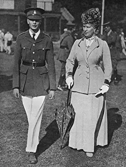 Camberley Prints: Queen Mary with Prince Henry as a cadet, 1918