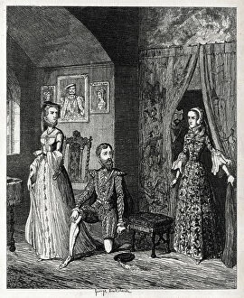 Engraved Collection: Queen Mary surprising Courtenay and Princess Elizabeth