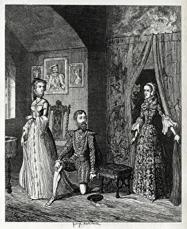 1550s Prints: Queen Mary surprising Courtenay and Princess Elizabeth