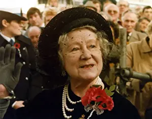 Poppy Prints: Queen Mother arriving for Remembrance Service